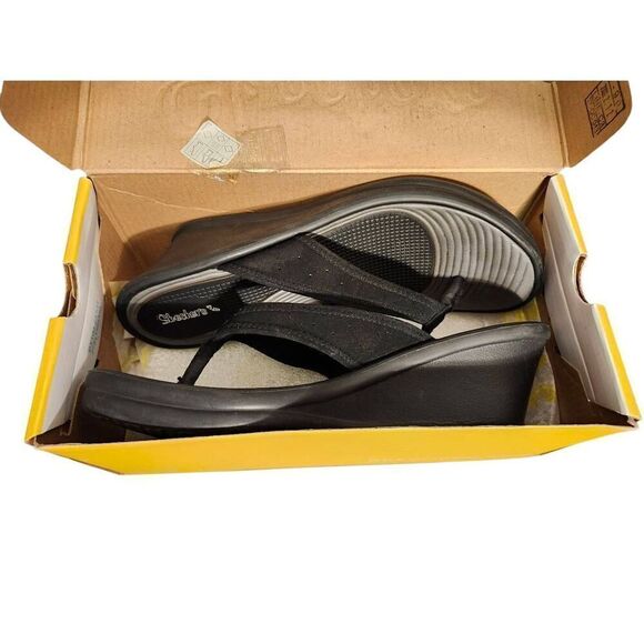 Skechers Cali Rumblers Happy Dayz Wedge Black Sandal Womens Size 9 New In Box - Picture 4 of 6